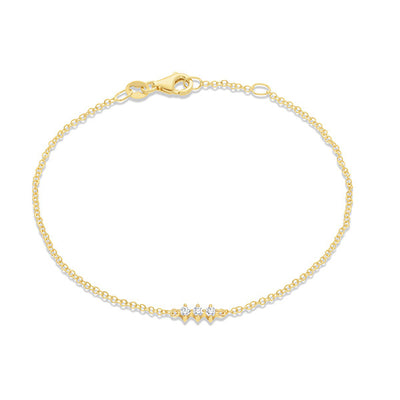 9ct yellow gold bracelet with three lab-grown round brilliant diamonds (TDW 0.11ct), 17.5cm length – eco-friendly fine jewellery by Alexander Jewellers Sydney