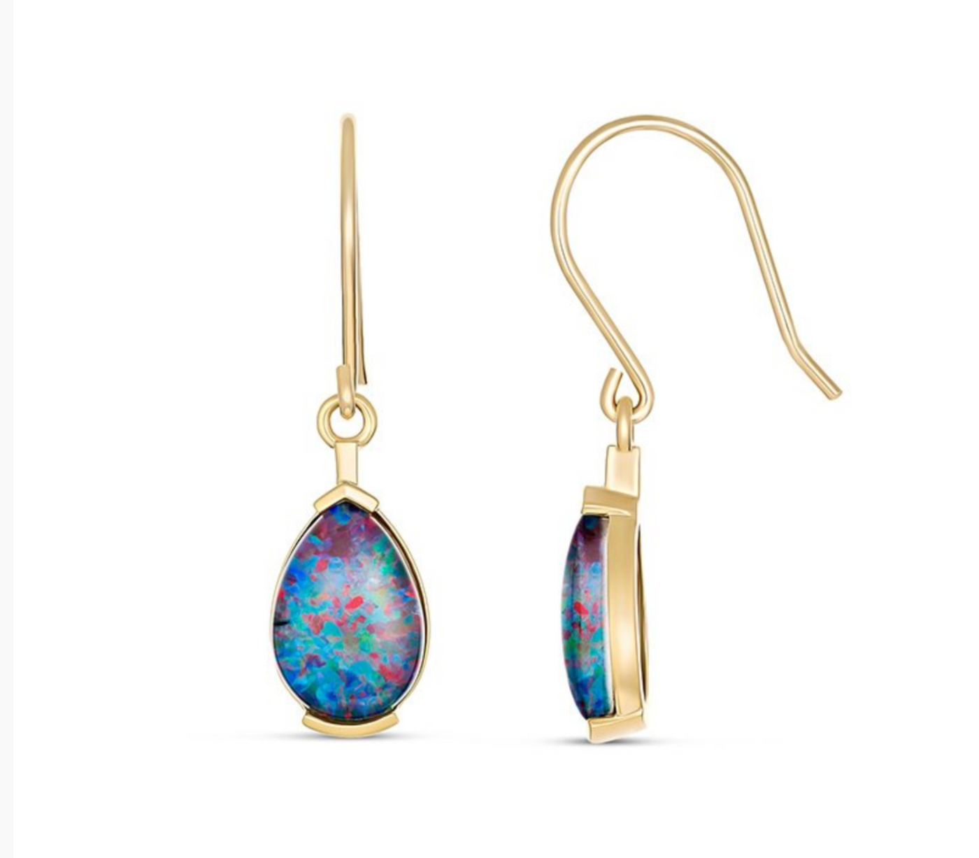 Adelaide Oval 10x7mm Triplet Opal Hook Earrings – 9ct Yellow Gold