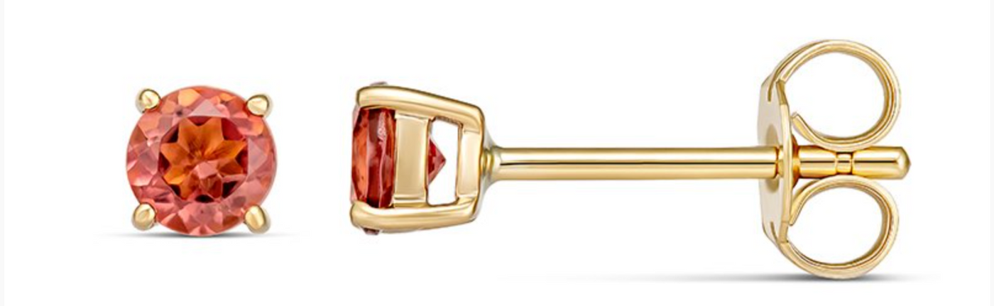 Alice Pink Tourmaline October Birthstone Earring – 9K Yellow Gold