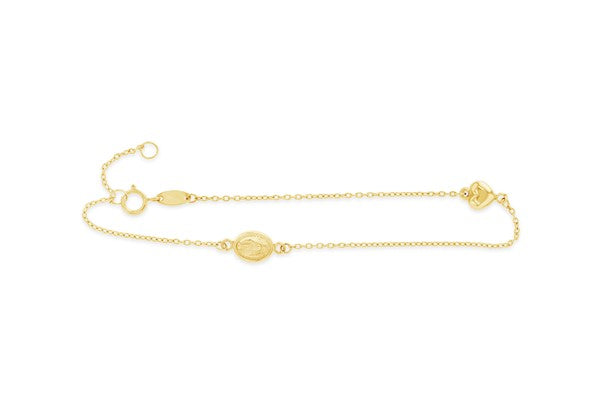 9ct Yellow Gold Religious Medallion Bracelet Virgin Mary