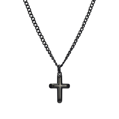 3D Latin Cross Cuban Link Necklace – Stainless Steel Chain (Gold, Silver, Black)