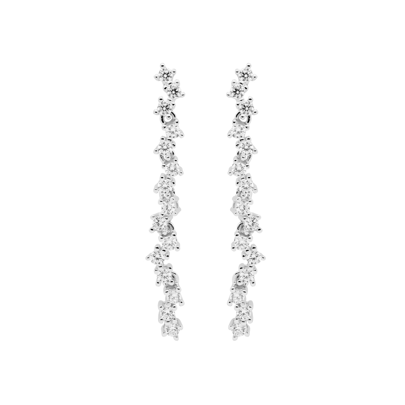 Bridal Drop Earrings – 40mm Sterling Silver with Cubic Zirconia