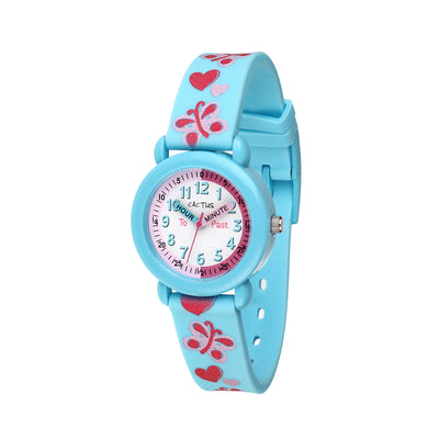 Timekeeper - Kids Watch - Blue with Flowers & Hearts