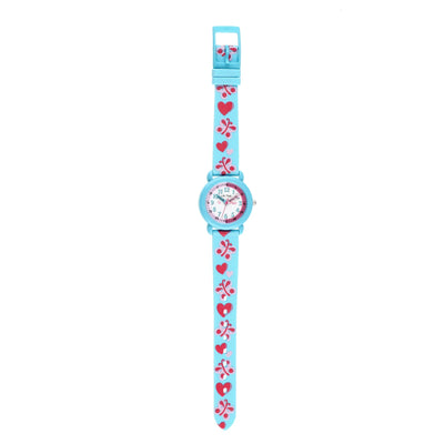 Timekeeper - Kids Watch - Blue with Flowers & Hearts