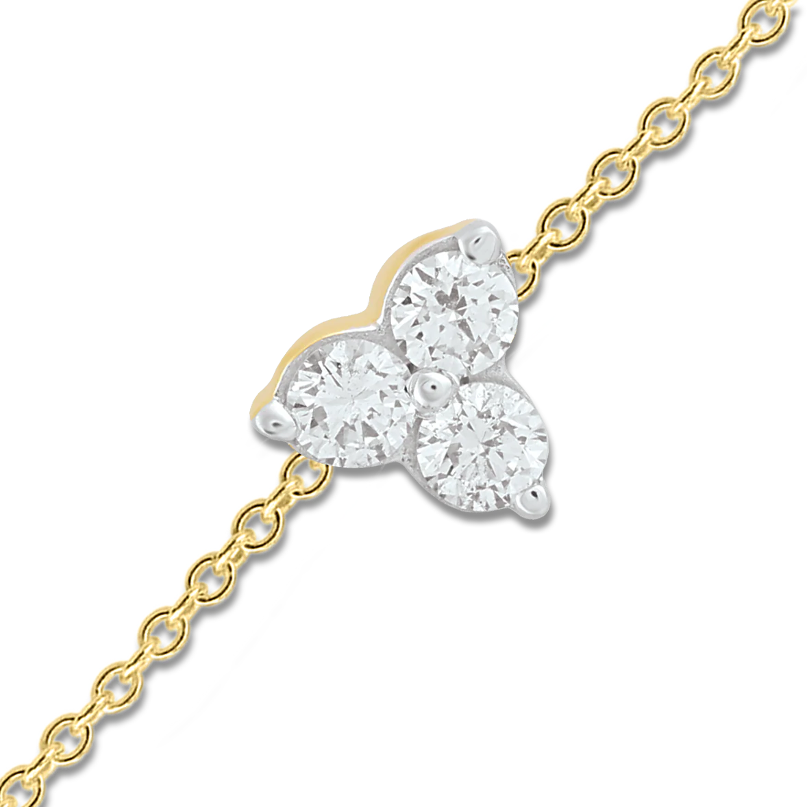 Close-up of 0.15ct diamond bracelet in yellow gold