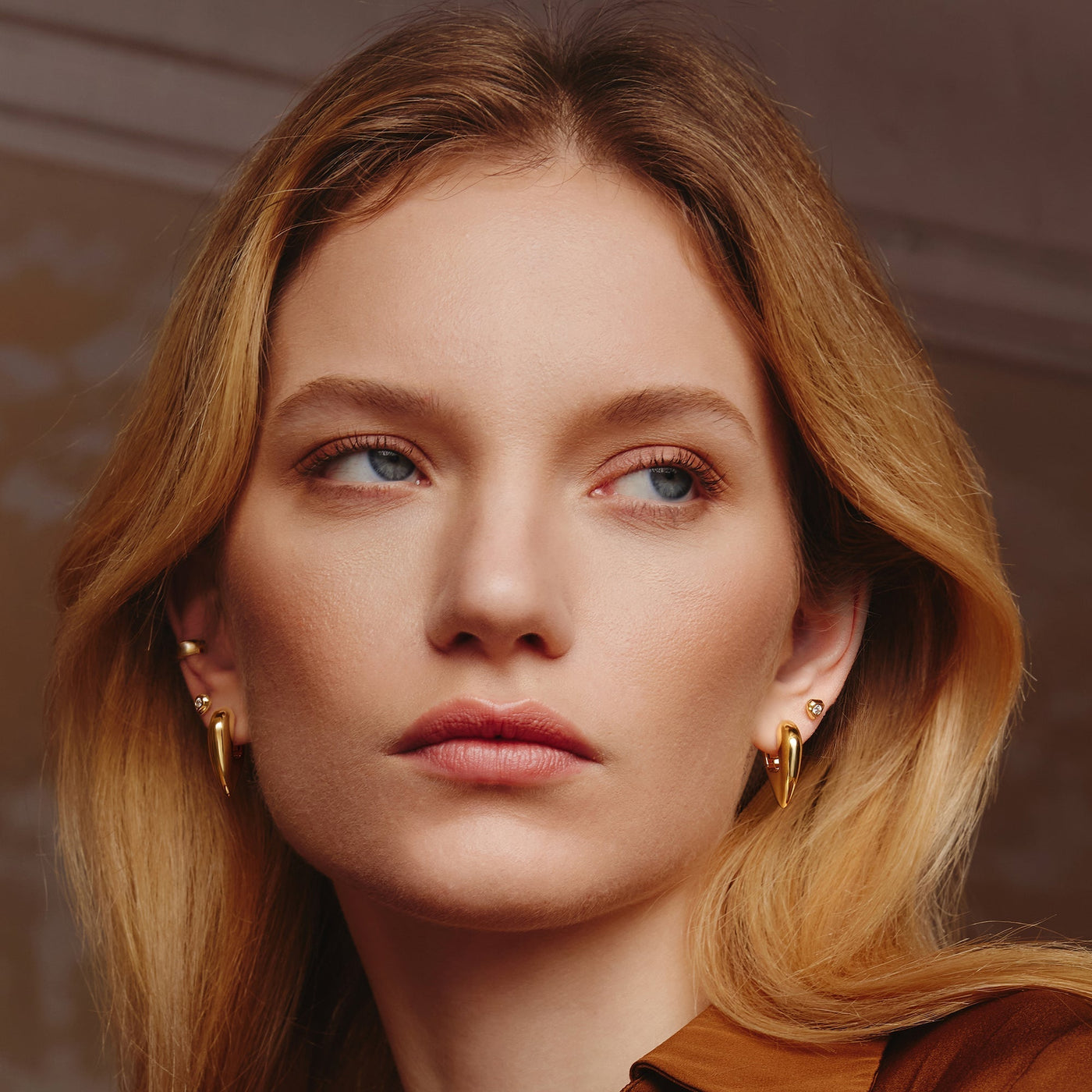 Tiger Eye Huggie Hoop Earrings