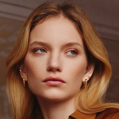 Tiger Eye Huggie Hoop Earrings