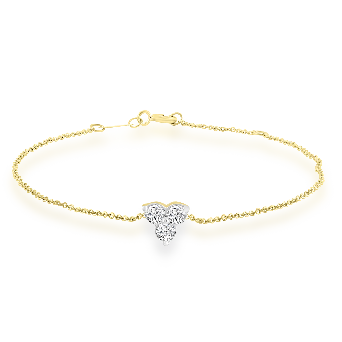 Elegant 9ct gold bracelet with 3 diamonds