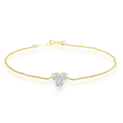 Elegant 9ct gold bracelet with 3 diamonds