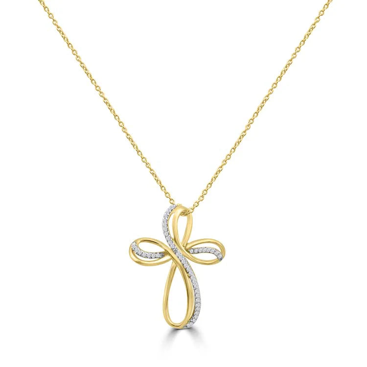 Elegant Diamond Cross Necklace in 9ct Yellow Gold with 49 Natural Diamonds – Alexander Jewellers