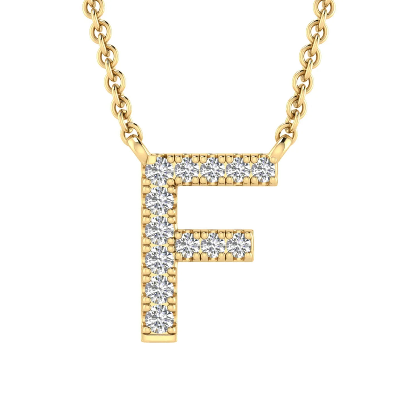 ‘F’ Initial Necklace in 9ct Yellow Gold with 0.06ct Diamonds – Alexander Jewellers