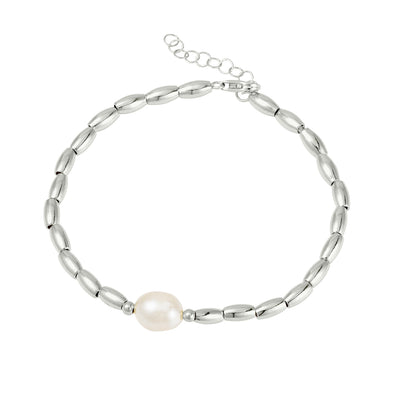 Freshwater pearl bead bracelet in sterling silver