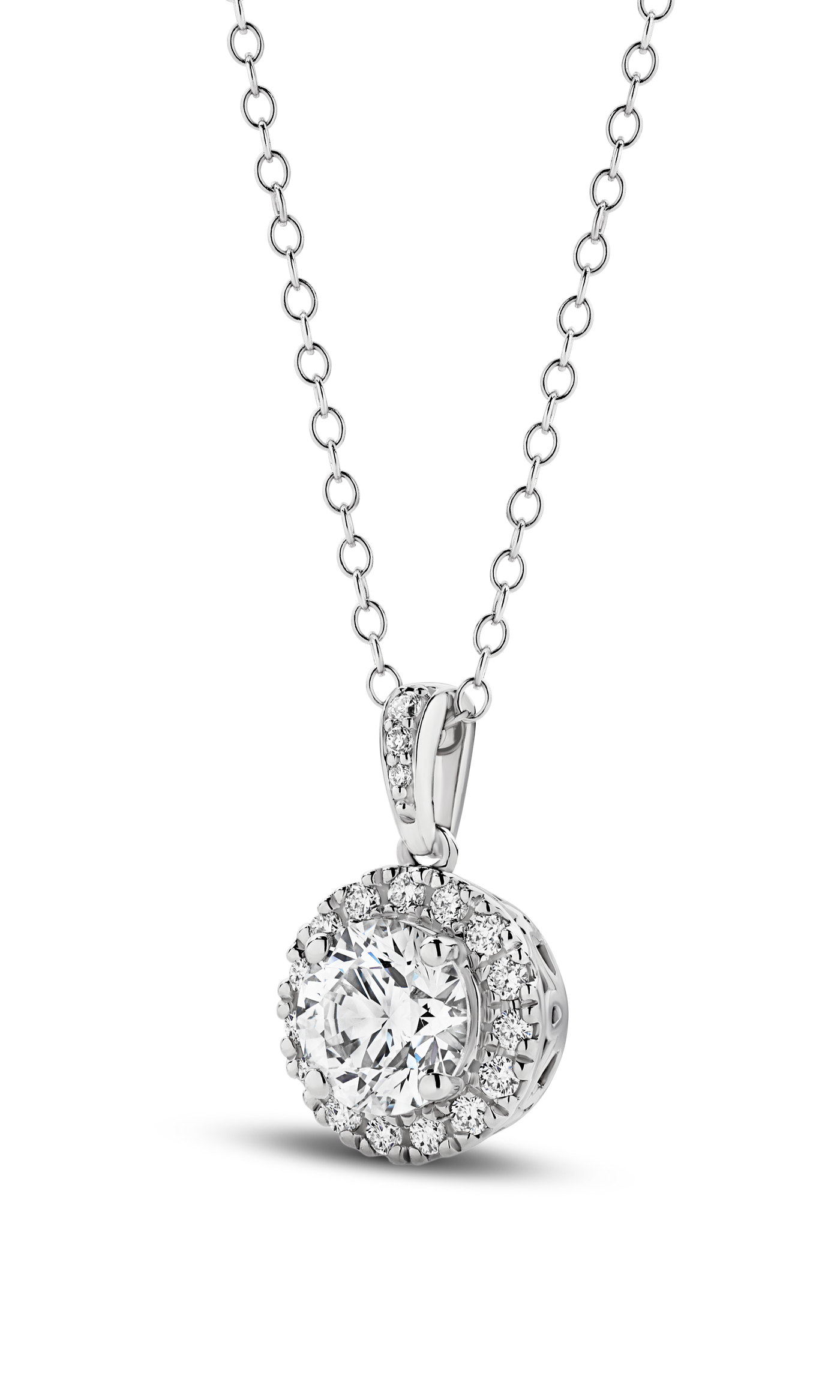 1.05ct Halo Lab Diamond Necklace in 9ct White Gold – Product Image