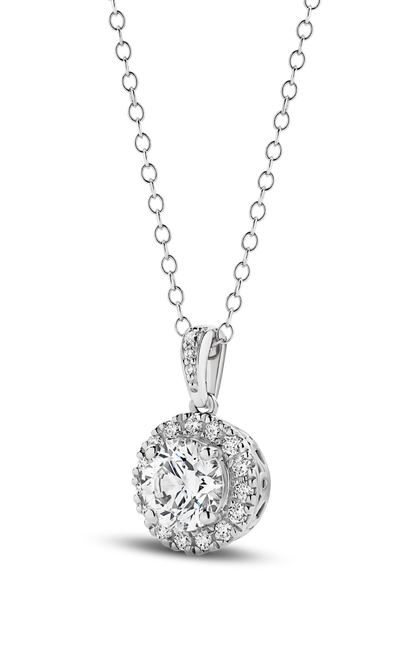 1.05ct Halo Lab Diamond Necklace in 9ct White Gold – Product Image