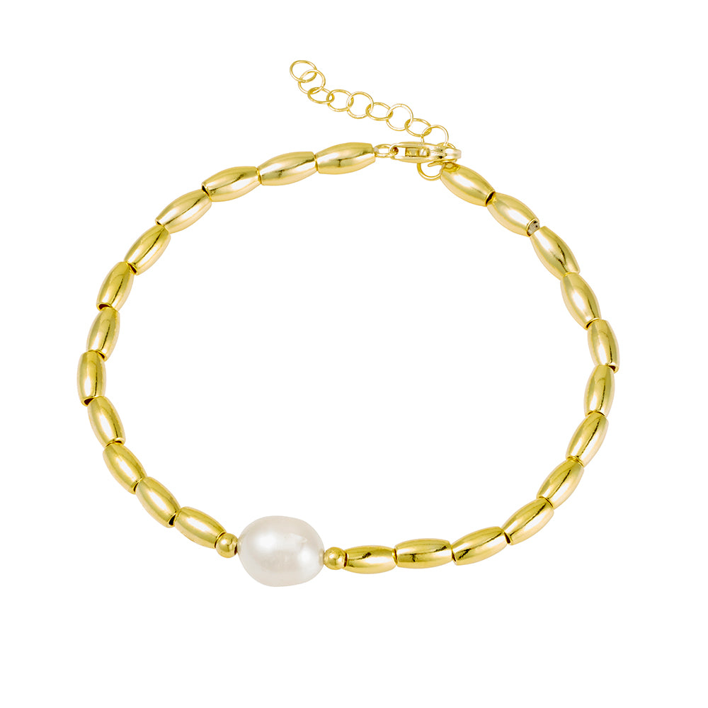 Gold-plated pearl bracelet with lobster clasp