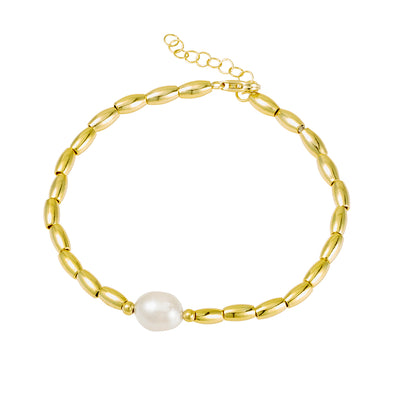 Gold-plated pearl bracelet with lobster clasp