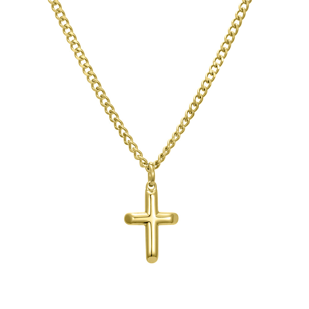 3D Latin Cross Cuban Link Necklace – Stainless Steel Chain (Gold, Silver, Black)