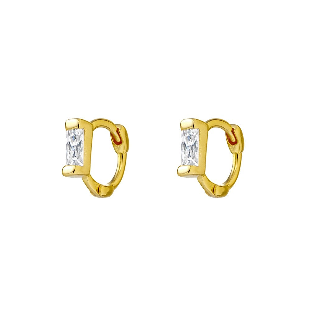Sterling Silver Mini Huggie With CZ Stone