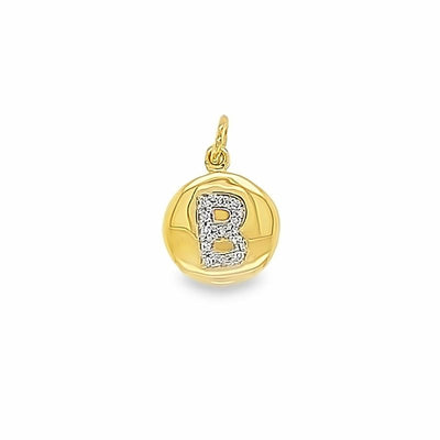 Gold pendant with letter 'B' on a white background