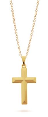9ct yellow gold bevelled cross pendant – 23x14mm religious jewellery