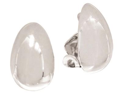 Sterling silver plain oval clip-on earrings, non-pierced 20×4mm, Alexander Jewellers.