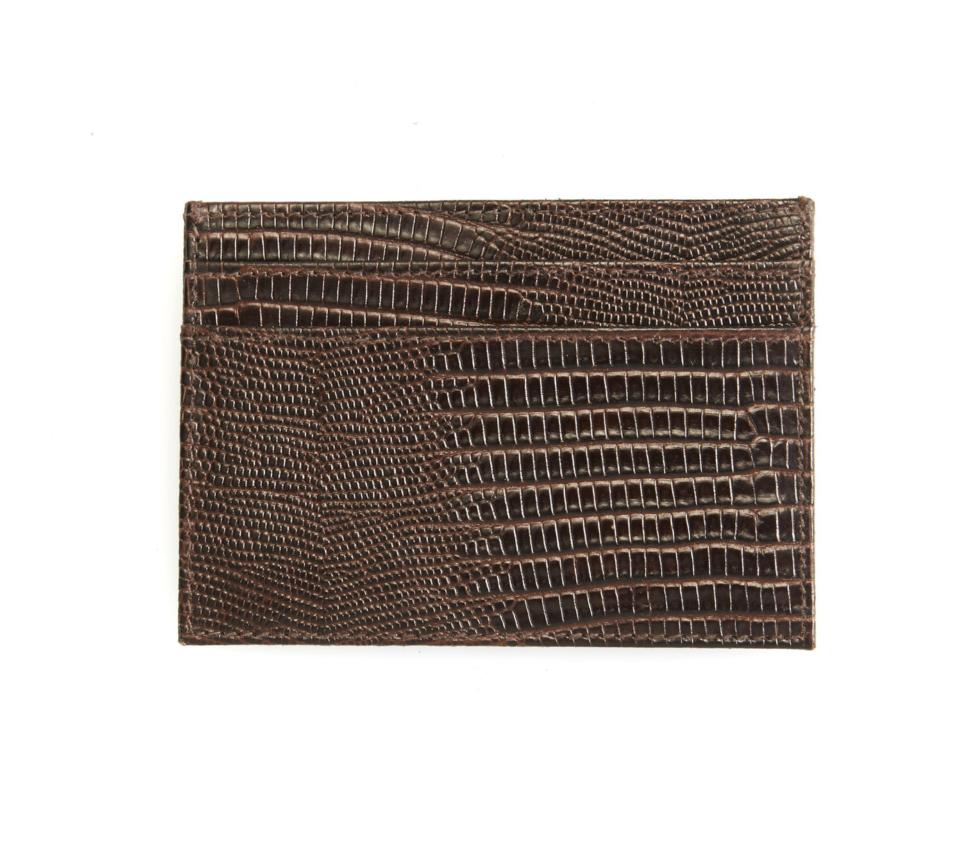 Brown Lizard Leather Credit Card Case