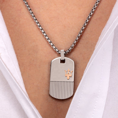 Maserati Silver and Rose Gold 60cm Pendant