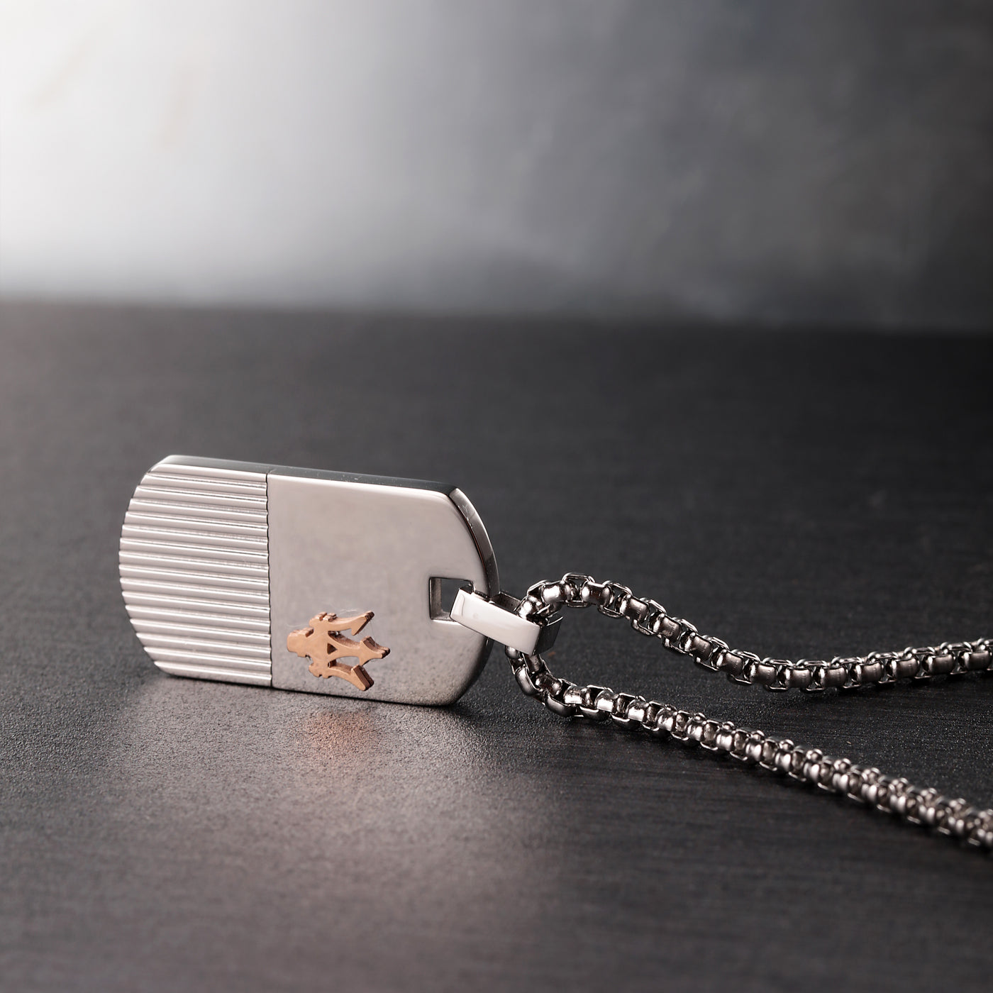 Maserati Silver and Rose Gold 60cm Pendant