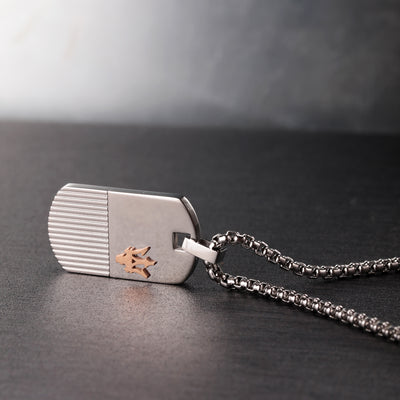 Maserati Silver and Rose Gold 60cm Pendant