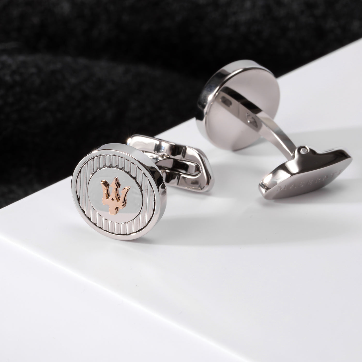 Maserati Silver and Rose Gold Cufflinks