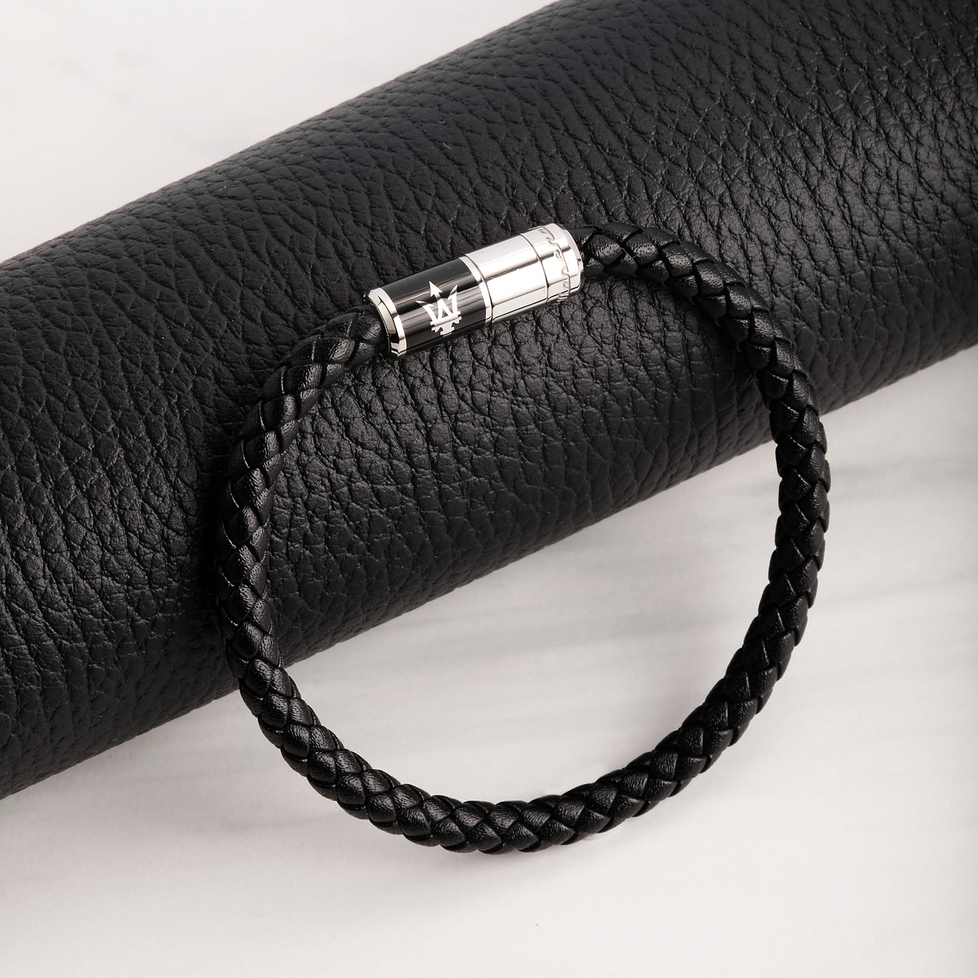 Maserati Black Recycled Leather 217mm Bracelet