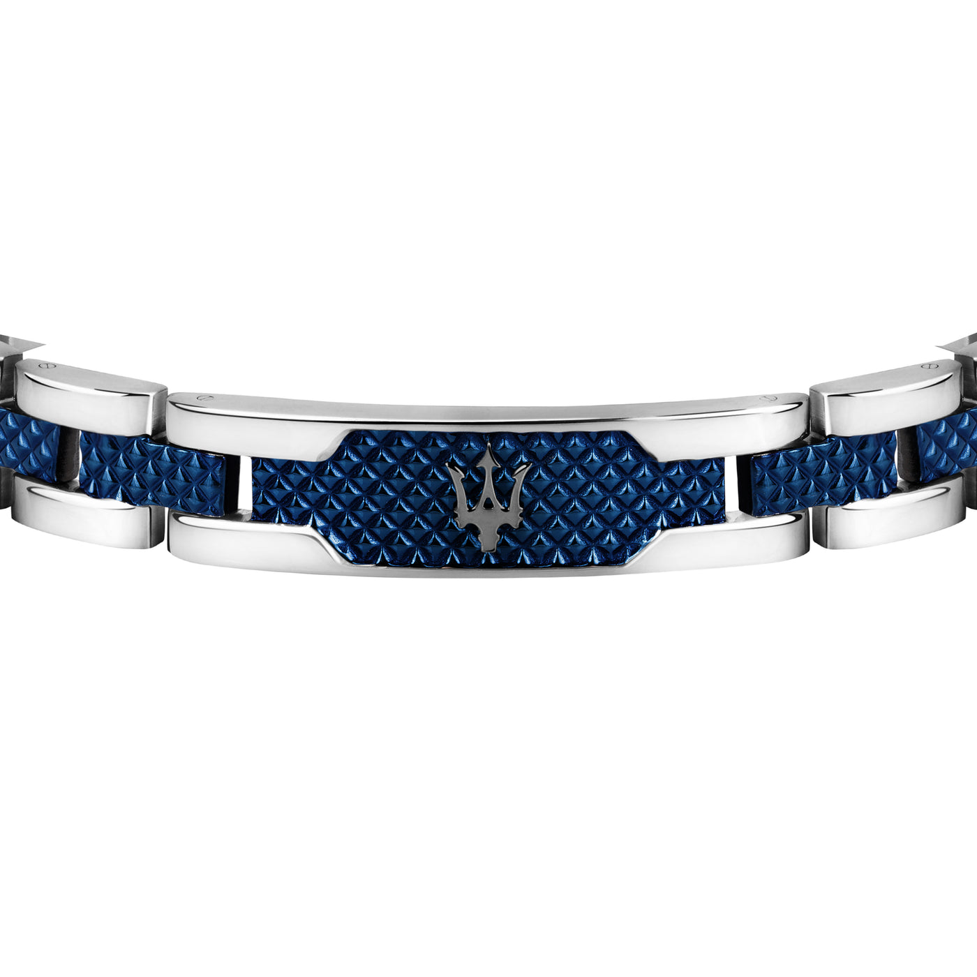 Maserati Dark Gunmetal and Blue Stainless Steel Bracelet