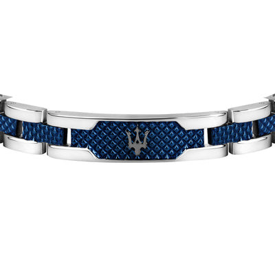 Maserati Dark Gunmetal and Blue Stainless Steel Bracelet