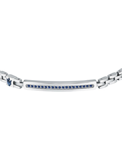 Maserati Men's Stainless Steel Blue Logo Bracelet
