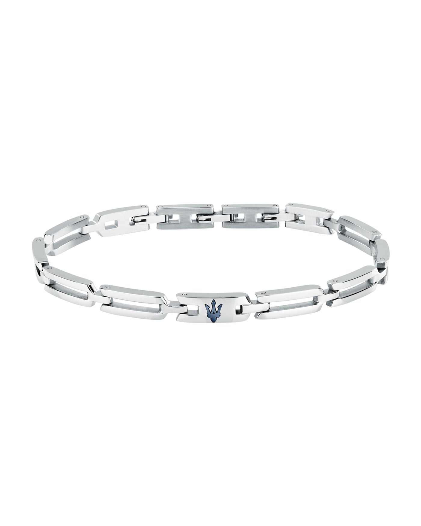 Maserati Men's Iconic Stainless Steel Blue Logo Bracelet