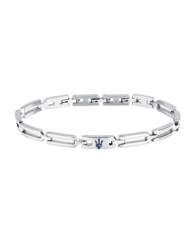 Maserati Men's Iconic Stainless Steel Blue Logo Bracelet