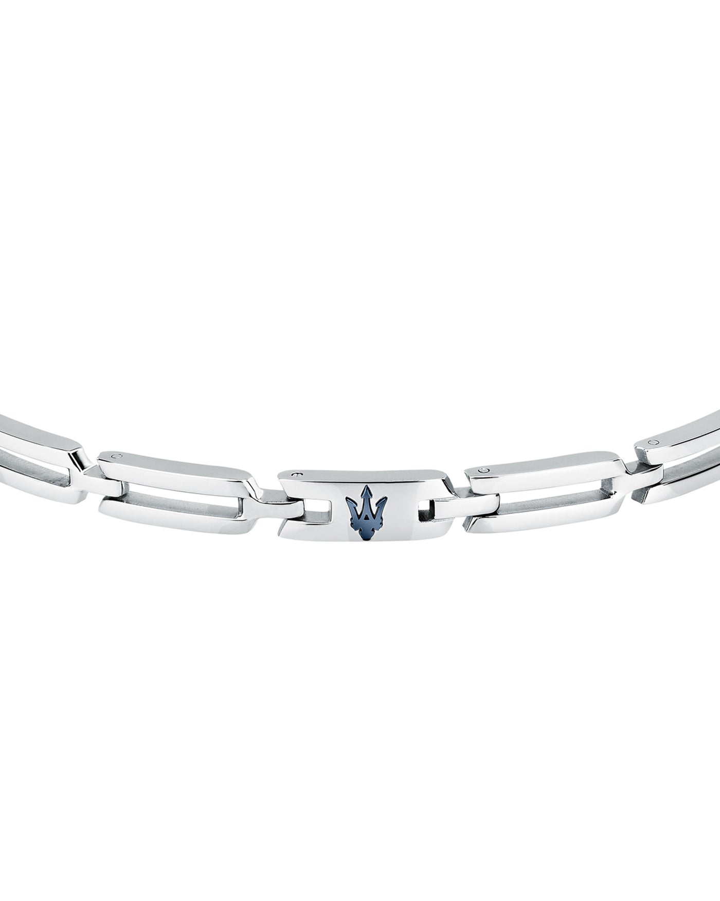 Maserati Men's Iconic Stainless Steel Blue Logo Bracelet