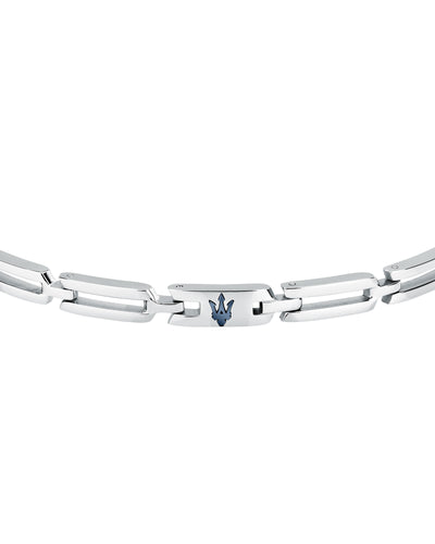 Maserati Men's Iconic Stainless Steel Blue Logo Bracelet