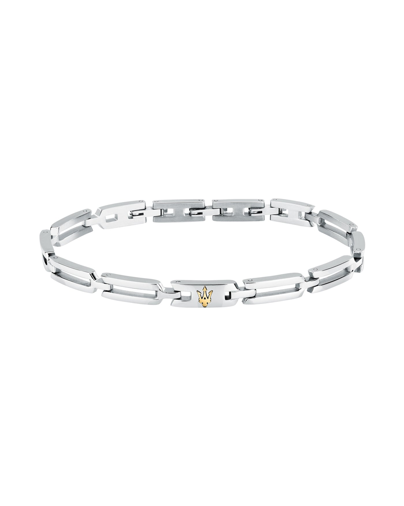 Maserati Men's Iconic Stainless Steel Gold Logo Bracelet