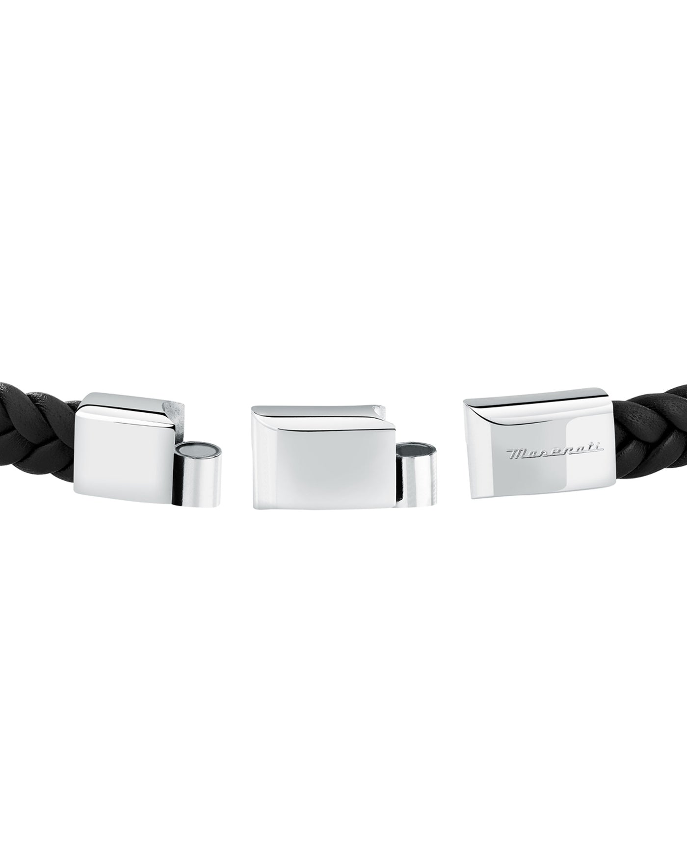 Maserati Men's Gun Metal Leather Bracelet
