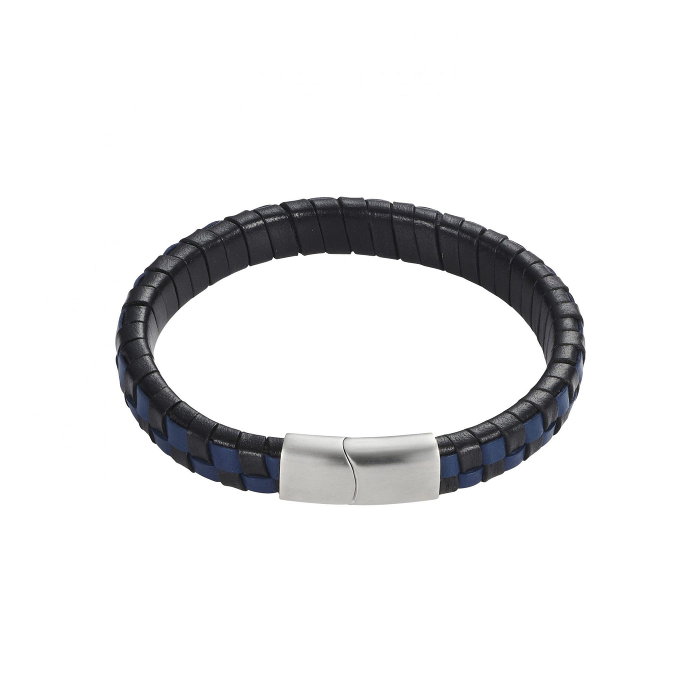 Savage - Blue & Black Braided Leather & Stainless Steel Bracelet