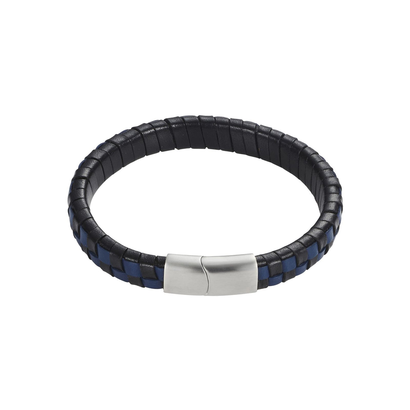 Savage - Blue & Black Braided Leather & Stainless Steel Bracelet