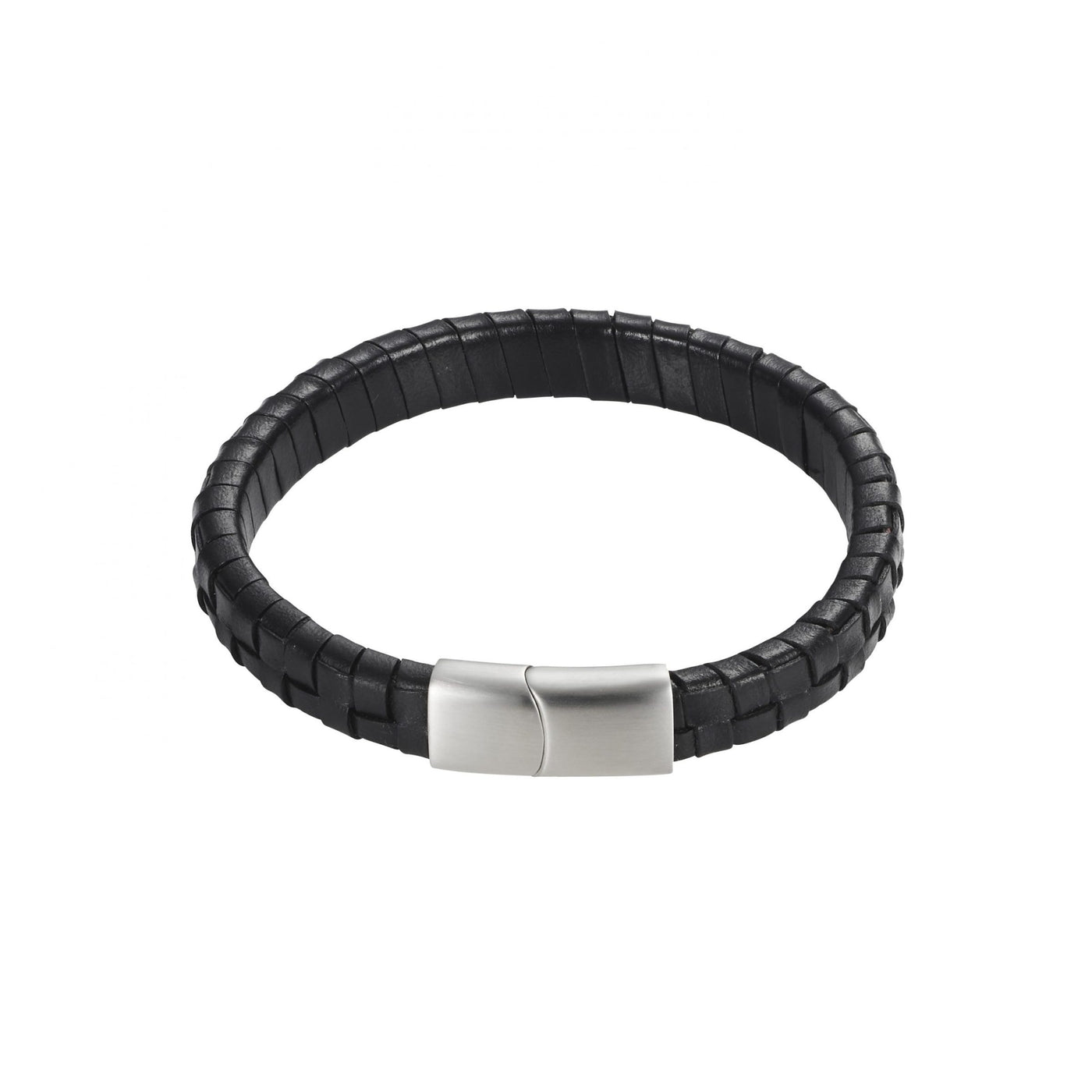 Savage - Black Braided Leather Stainless Steel Bracelet