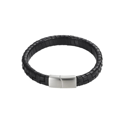 Savage - Black Braided Leather Stainless Steel Bracelet