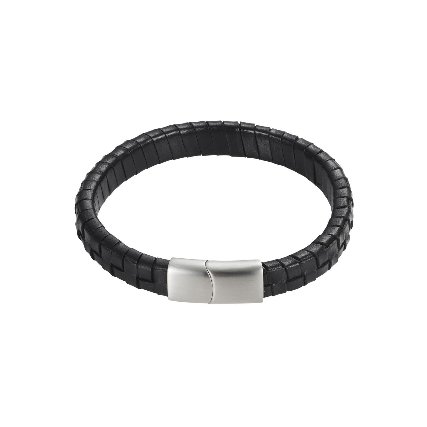 Savage - Black Braided Leather Stainless Steel Bracelet