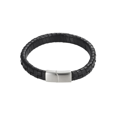 Savage - Black Braided Leather Stainless Steel Bracelet