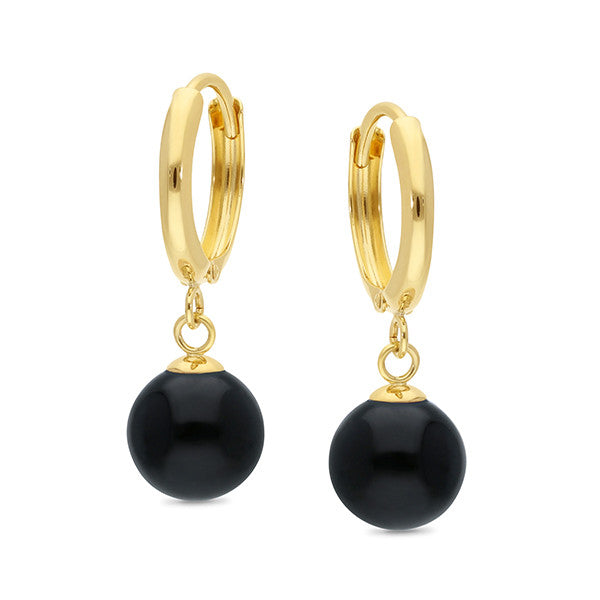 Pair of 9ct yellow gold earrings with two round 7.5mm black onyx gemstones (5.4ct TW) – Alexander Jewellers Sydney