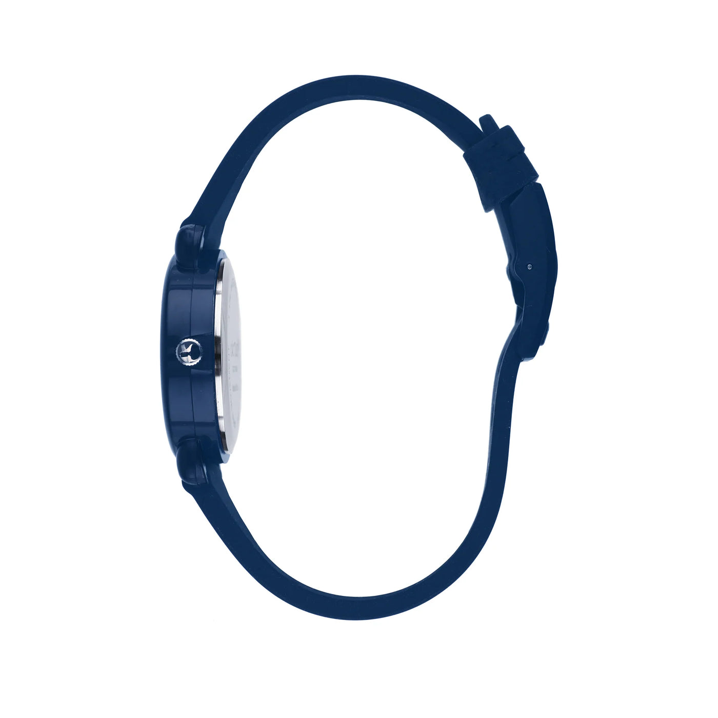 Navy blue monster kids watch side view – time teacher dial