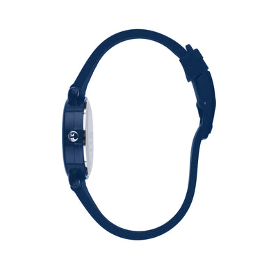 Navy blue monster kids watch side view – time teacher dial