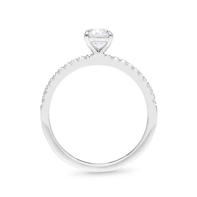 Oval Cut Lab-Grown Diamond Ring with Side Stones in 18ct White 